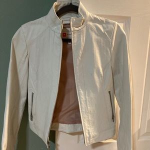 White leather biker jacket